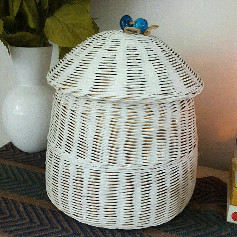 Vintage Hand Woven Lidded Basket